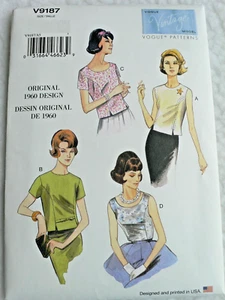 Easy Vogue Patterns Vintage 1960's Retro Tops Scoop/Jewel Neckline V9187 Sz 6~22 - Picture 1 of 9