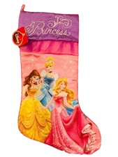 19in Disney Princess Cinderella Aurora Belle Pink Christmas Stocking