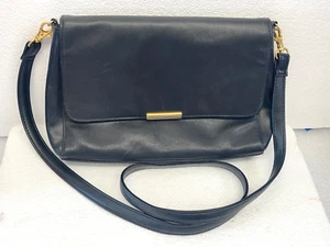Jennifer Moore Black Leather Handbag~ Removable Strap Crossbody Multiple Pockets - Picture 1 of 4