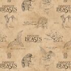 Fantastic Beasts Wizarding World Logo Tan 100% Cotton Fabric by The Yard