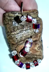 Handmade Driftwood Beaded Pendant Necklace Copper Wiring, Michigan, Jewelry Boho - Picture 1 of 5