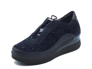 Stonefly 221725 Cream Velour Blue Slip-On per Donna in nabuk con laccio - Imagen 1 de 3