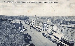 Postal Marysville Kansas KS Street View 1946 LP17 - Imagen 1 de 2