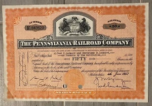 The Pennsylvania Railroad Certificados de existencias originales 1957 50 acciones - Imagen 1 de 2