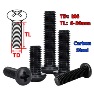 M1 - M6 Pan Head Bolts Phillips Button Head Machine Screws Black 2mm - 50mm Long - Picture 1 of 13