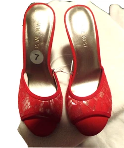 WOMEN'S, NINE WEST, RED, HIGH HEELS, SLIP ON, SIZE 7 - Picture 1 of 24