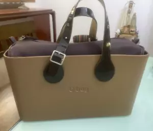 O bag Obag Italy w/ brown Insert Two Handle Tote Purse spring summer Cooper - Picture 1 of 6
