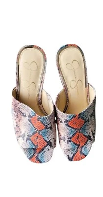 Jessica Simpson Sheyna Multicolor Serpiente Cuña Tacones de Madera talla 6.5 Foto 1 de 4