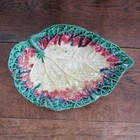vtg or antique Majolica Begonia leaf platter 11- ½" x 7-7/8" leaf plate