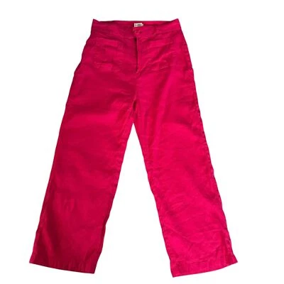 Nicole Miller Bright Pink High Waisted Straight Leg Linen Stretch Pants Size 10 - Image 1 of 4