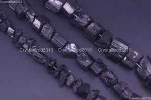 Faceted Natural Gemstone Black Tourmalinated Quartz Tube Beads 8mm 15mm 25mm 16" - Picture 1 of 13