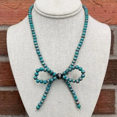 Nuevo Collar Imitación Estilo Navajo Perla Lazo Turquesa Cepillada Western Boho Vaquera Foto 1 de 2