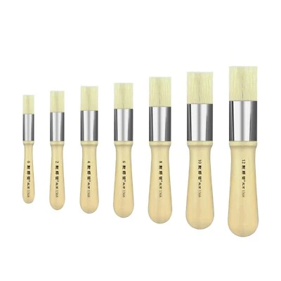 XDT#1368 Round Wax Brush Set Natural Hog Bristles Short Comfort-Grip Wood Handle - image 1 of 4