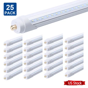 25 Pack 8FT FA8 Single Pin Led Tube Light Bulbs 45W 8Foot Led Shop Lights 6000K - Picture 1 of 12