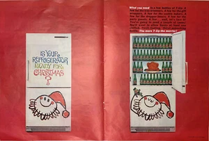 Vintage 1963 7-Up Print Ad Christmas 2 Page Ad Cartoon Santa Drinking 7-Up - Bild 1 von 1