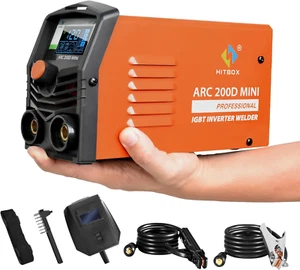 2 in 1 Compatto Saldatrice Inverter 200A Saldatrice Ad Arco Saldatore IGBT Displ - Foto 1 di 12