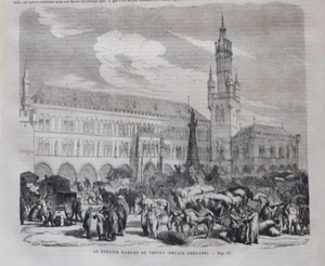 L'ultimo mercato di Treviri... xilografia originale... 1860 - Foto 1 di 1