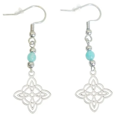 Pendientes Nudo de Bruja - Nudo de Bruja con tu Elección de Piedras Preciosas - Wicca Pagana Foto 1 de 4