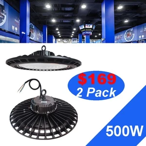 2 Pack Low Bay Led Shop Lights 500 W Warehouse Commercial Led Lighting Fixture - Picture 1 of 12