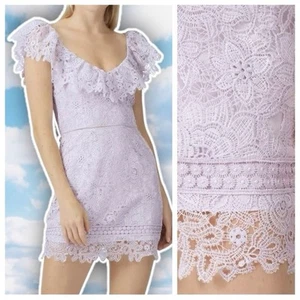 Saylor Adwoa Minikleid bestickt Spitze Flatterärmel M pastell lila kokett - Bild 1 von 14