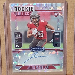 Jalen McMillan 2024 Contenders Cracked Ice Rookie Ticket Auto #18/23 Buccaneers - Picture 1 of 3