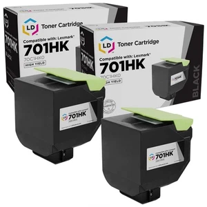 LD Replacement for Lexmark 701HK / 70C1HK0 2PK HY Black Laser Toner Cartridges - Picture 1 of 9