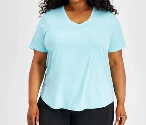 ID Ideology Women's Plus Size Curved-Hem V-Neck Top Shirt Sky Sail Blue  3X - Picture 1 of 10