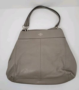 COACH Lexy Gray Pebbled Leather Double Handle Strap Shoulder Bag Purse - Picture 1 of 6