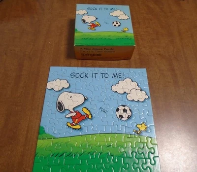 Vtg. Springbok Peanuts Sock It To Me Mini Jigsaw Puzzle, 7" x 7", Over 70 Pieces - Image 1 of 4