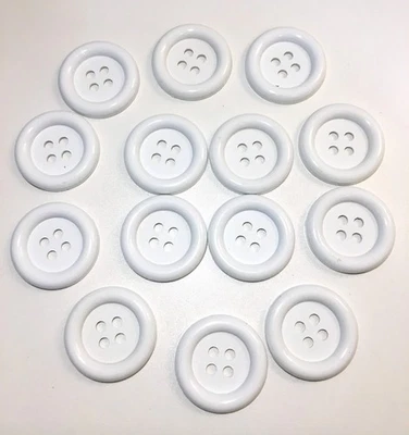 14 Large White Buttons, 2 Hole, 1  5/16 inches, 33mm - Image 1 of 3