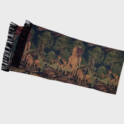 Preppy Home Decor Equestrian Hunting Dogs Table Runner Tapestry RL Home Style - Image 1 of 4