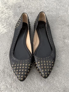 Frye Regina Damen-Ballerinas Nieten schwarz Leder spitz flache Slipper 8 - Bild 1 von 7