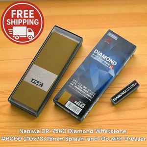 Naniwa DR-7560 Diamond Whetstone #6000 210x70x15mm Splash-and-Go with Dresser - Picture 1 of 3