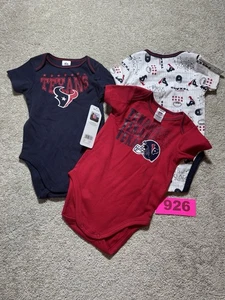 Houston Texans Baby Onesie Bodysuit 3 Pk - NFL 6/12m NEW - Picture 1 of 5