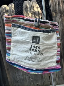 NWT Rare Rag Rugs Recycled Gap 1969 Jean Tote Bag 14’X 16.5’ - Picture 1 of 13