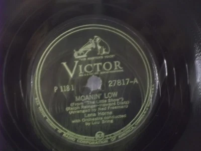 Lena Horne,HMV 27817,"Moanin' Low"US,10" 78RPM single,1942 blues/jazz vocals,M - Image 1 of 2