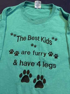 Camiseta vintage de perro estampada de patas bordada jerzees talla M verde azulado - Imagen 1 de 3