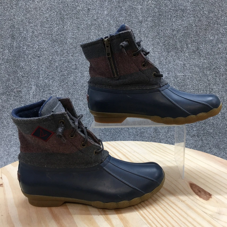 Botas Sperry para mujer 7 M de agua salada universitaria a rayas pato botas de lluvia azul mezcla de lana Foto 1 de 4