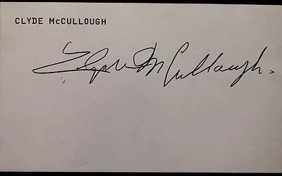 Clyde McCullough Cubs Pirates (d.82) Autographed 3x5 Signed Index Card JSA 17D - Image 1 of 4