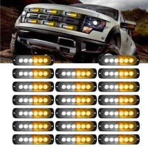 20X 6 LED Amber White Grill Side Marker Emergency Strobe Light Bar Kit Tow Truck - Picture 1 of 16