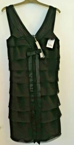 Nougat Evening/Party Dress Black V-neck Knee length Size 2 Approx UK10-12 BNWT - Picture 1 of 6