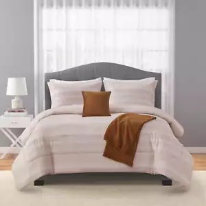 Mainstays 5-Piece Rust and White Stripe Comforter Set, Full/Queen - Picture 1 of 12
