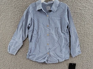 CHASER Point Collar Button Up Shirt Boys' 6 Fin Mineral Wash Pocket Long Sleeve - Picture 1 of 18