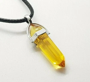 Yellow Sapphire Necklace Pendant Crystal Gemstone Chakra Reiki Yoga Pukraj Stone - Picture 1 of 10