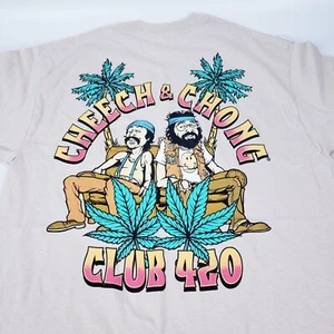 Cheech & Chong Club 420 Gildan T-Shirt Herren hellbraun kurzarm Rundhals - Med M - Bild 1 von 3