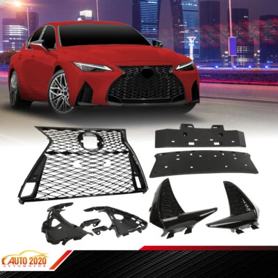 Black F Sport Set Front Grille Grill Glossy Fit For 2017-2022 Lexus IS250 IS350 Foto 1 de 4