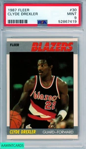 1987 FLEER CLYDE DREXLER #30 HOF PORTLAND TRAIL BLAZERS PSA 9 MINT - Picture 1 of 3