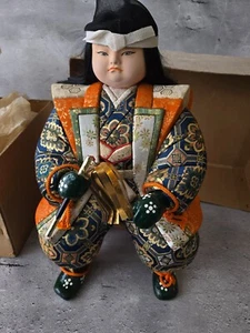 Handmade Japanese Gogatsu Ningyo Samurai Doll w/Removable Hat & Chair–Boy’s Day - Picture 1 of 16