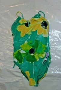 NWT Girls Size Large 10 * GAP KIDS * 1-Piece Green Floral Printed Swimsuit - Picture 1 of 3