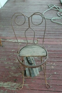Antique Iron Wire Ice Cream Parlor Chair  - Picture 1 of 4